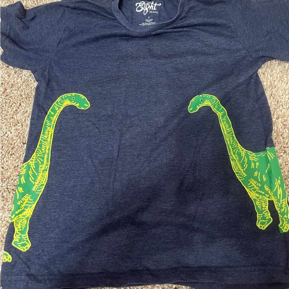 Kids' Navy T-Shirt with Green Dinosaur Graphic